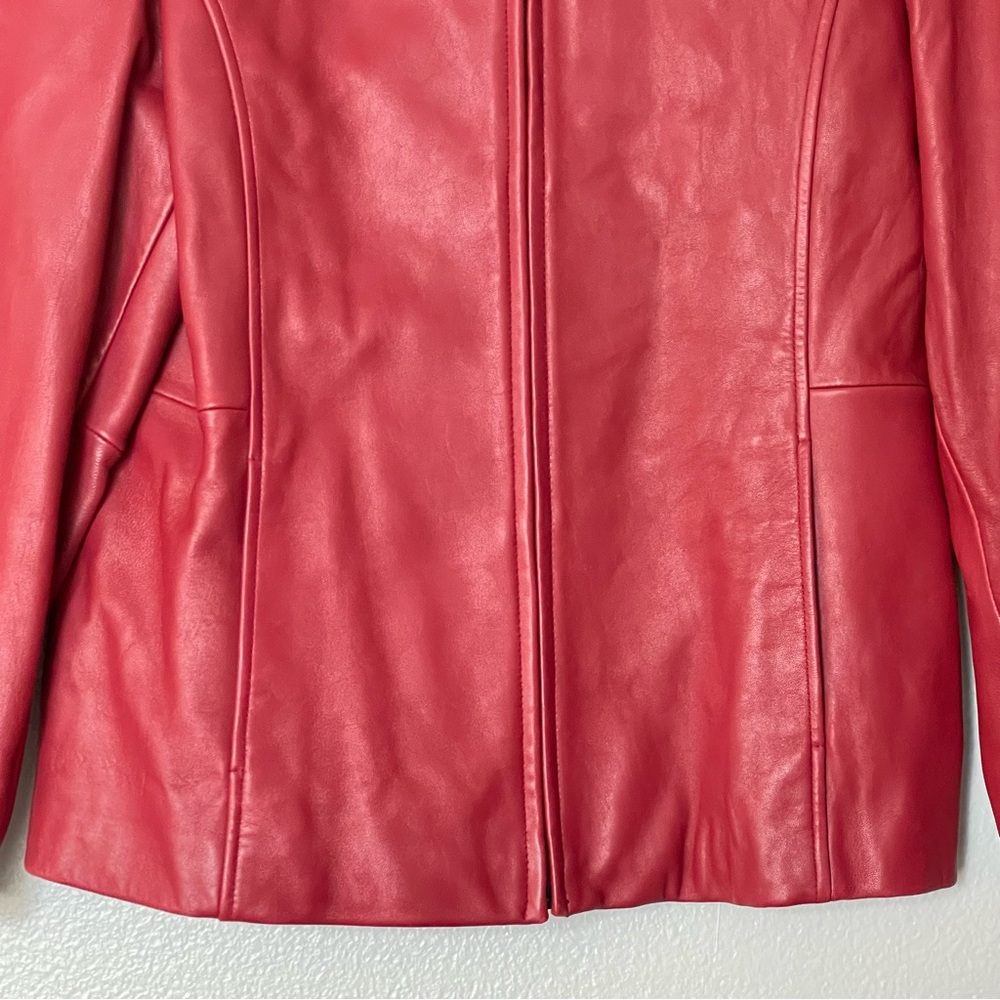Liz Claiborne Red Leather Jacket Size Medium - Picture 6 of 13